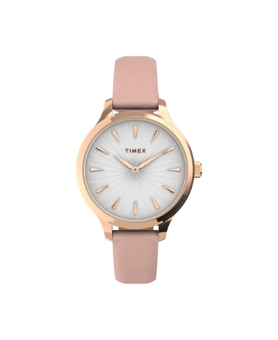 Shop Timex Women's Peyton Pink Leather Strap Watch 36 Mm