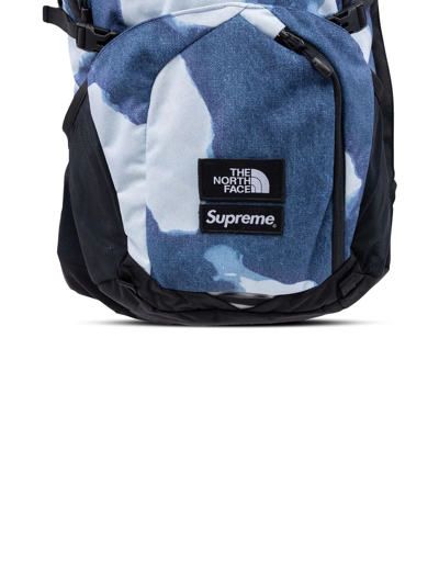 Shop Supreme X The North Face Bleached Denim Print Backpack In Blue