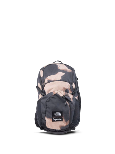 Shop Supreme X The North Face Pocon Bleached Denim-print Backpack In Black