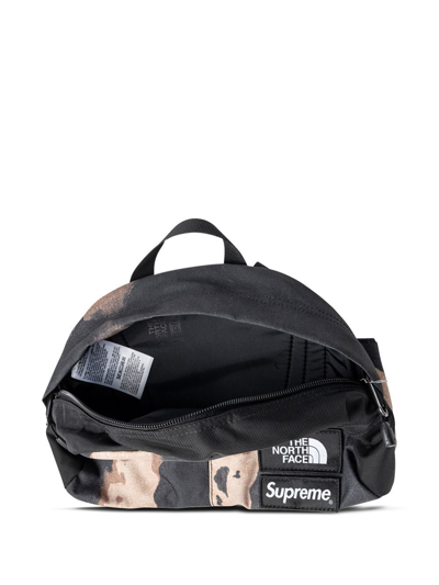 Shop Supreme X The North Face Roo Ii Bleached Denim-print Bag In Brown