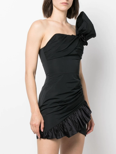 Shop Alessandra Rich One-shoulder Midi Dress In Black