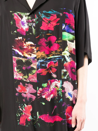 Shop Yohji Yamamoto Floral-print Silk Shirt In Black