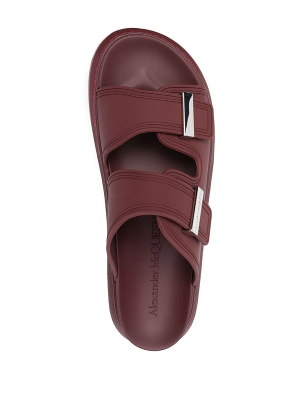 Alexander McQueen Hybrid Buckled Rubber Sandal Burgundy