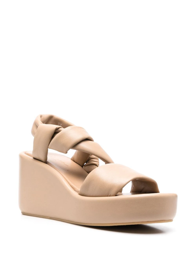 Shop Clergerie Knot-detail Wedge Sandals In Nude