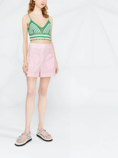 Shop Moschino Heart-patch Tailored Shorts In Pink