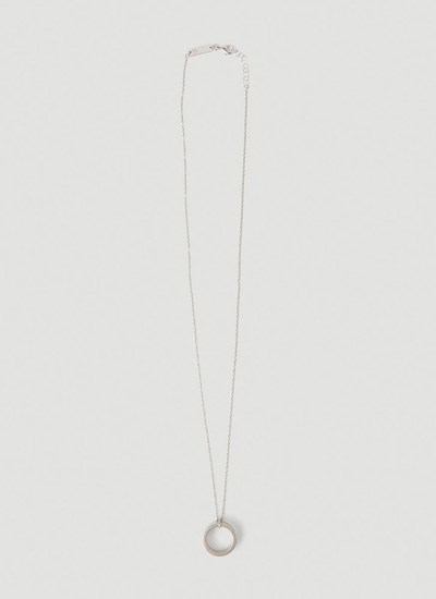 Shop Maison Margiela Ring Pendant Logo Engraved Necklace In Silver