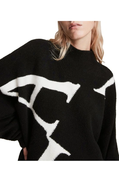Shop Allsaints A Star Mock Neck Sweater In Black/ Chalk