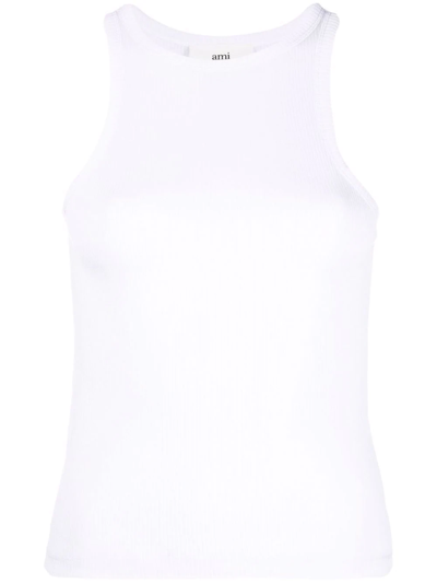 Shop Ami Alexandre Mattiussi Sleeveless Jersey Top In White