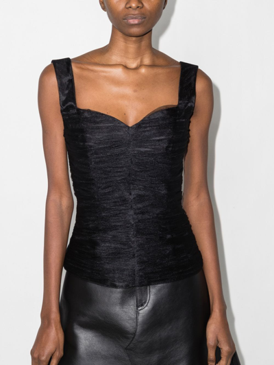 Shop Anouki Draped Corset-style Top In Black