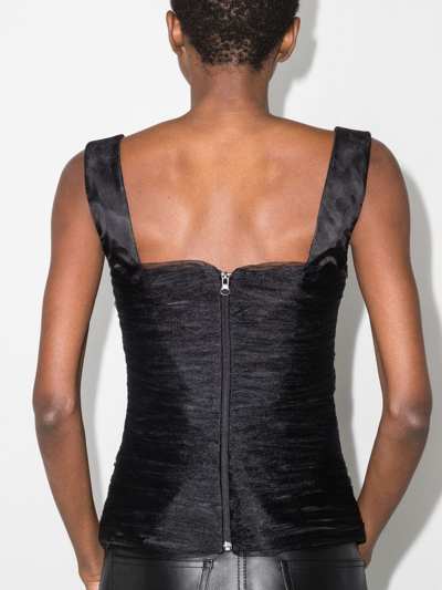 Shop Anouki Draped Corset-style Top In Black