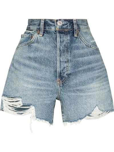 Shop Re/done 50s Cut-off Denim Shorts In Blue