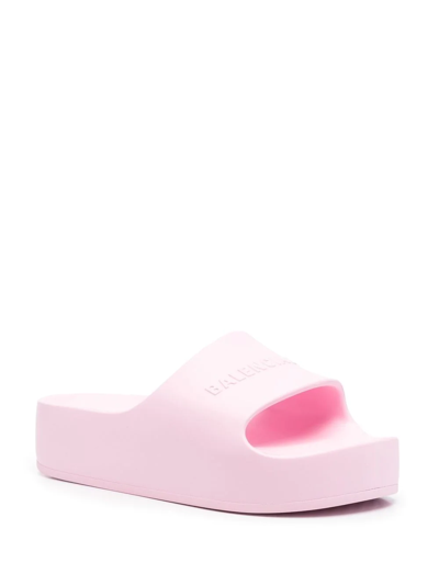 Shop Balenciaga Chunky Debossed Logo Sandals In Rosa