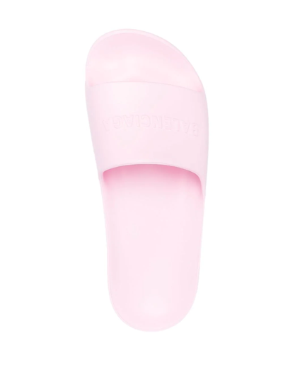 Shop Balenciaga Chunky Debossed Logo Sandals In Rosa