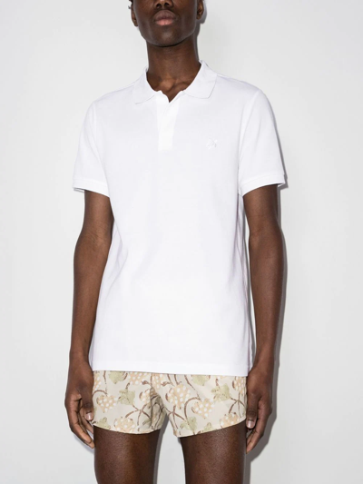 Vilebrequin Pacific Logo-embroidered Cotton-blend Terry Polo Shirt In White