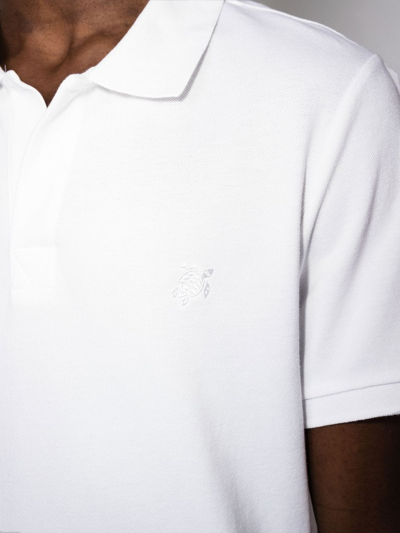 Vilebrequin Pacific Logo-embroidered Cotton-blend Terry Polo Shirt In White