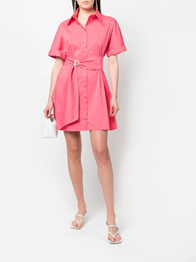 Shop Patrizia Pepe Belted Shirt Dress In Pink