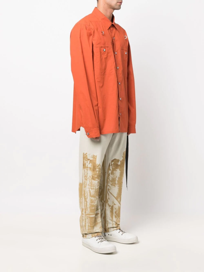 Shop Rick Owens Drkshdw Strap-detail Long-sleeve Shirt In Orange