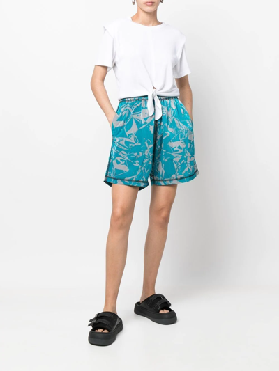 Shop Aries Abstract Pattern Elasticated Shorts In Blau