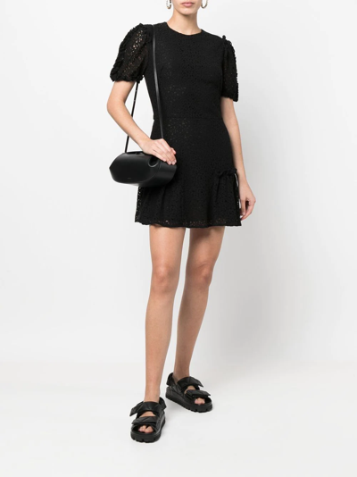 Amen Floral-embroidered Minidress In Schwarz