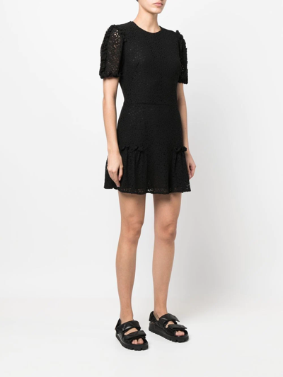 Amen Floral-embroidered Minidress In Schwarz