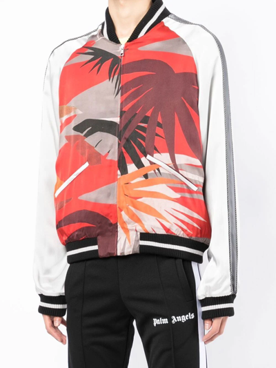 Shop Palm Angels Palm Tree-print Bomber Jacket In Rot