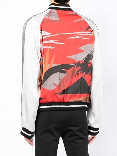 Shop Palm Angels Palm Tree-print Bomber Jacket In Rot