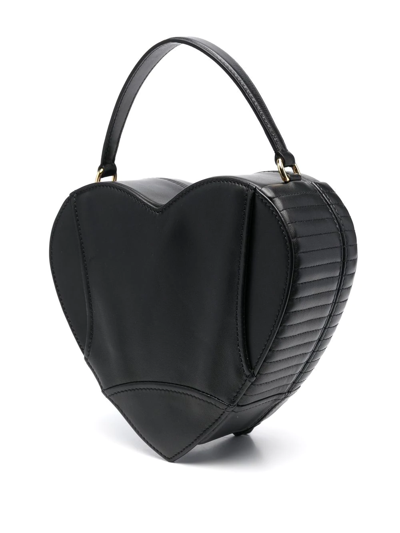 Shop Moschino Leather-jacket Heart Clutch Bag In Schwarz