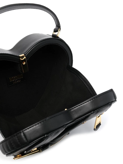 Shop Moschino Leather-jacket Heart Clutch Bag In Schwarz