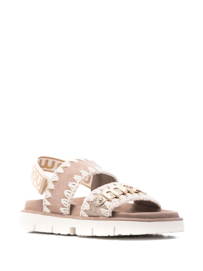 Mou Summe Summer Sandals New Bio Metallic Lizard Gold In Braun