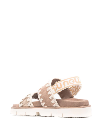 Mou Summe Summer Sandals New Bio Metallic Lizard Gold In Braun