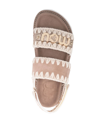 Mou Summe Summer Sandals New Bio Metallic Lizard Gold In Braun