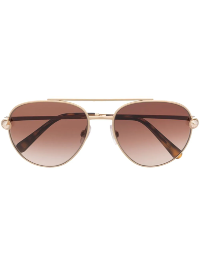 Shop Dolce & Gabbana Round Aviator-frame Sunglasses In Gold