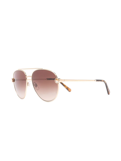 Shop Dolce & Gabbana Round Aviator-frame Sunglasses In Gold