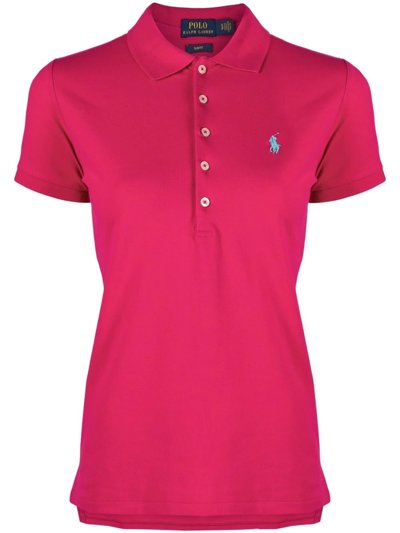 Shop Polo Ralph Lauren Pony Logo-embroidered Polo Shirt In Rosa