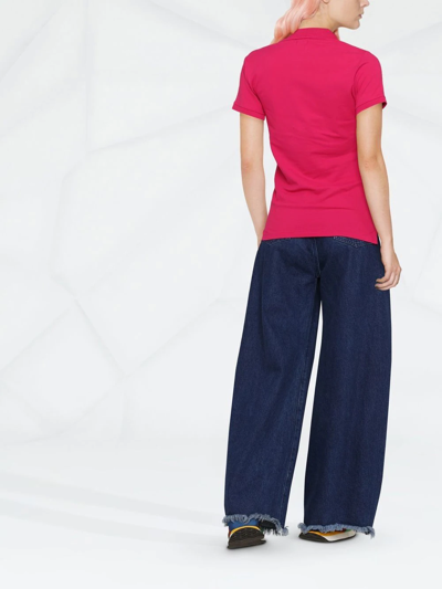 Polo Ralph Lauren Dark Pink Pony Logo-embroidered Polo Shirt In Rosa