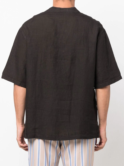 Shop Costumein V-neck Linen Shirt In Schwarz