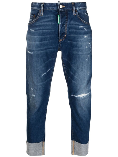 Shop Dsquared2 Cropped Denim Jeans In Blau