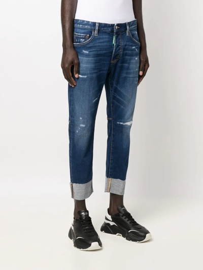 Shop Dsquared2 Cropped Denim Jeans In Blau