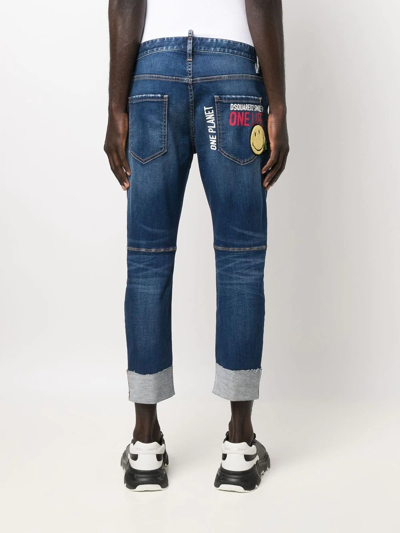 Shop Dsquared2 Cropped Denim Jeans In Blau