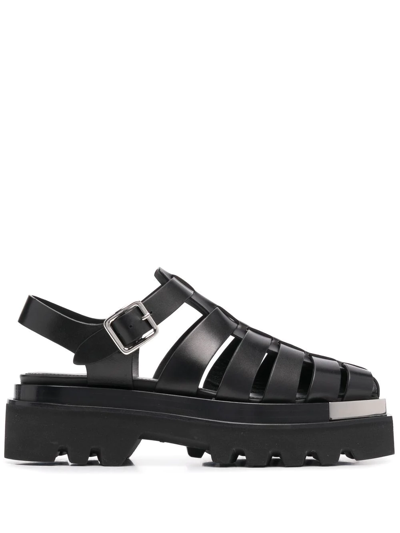 Shop Peter Do Caged Leather Sandals In Schwarz