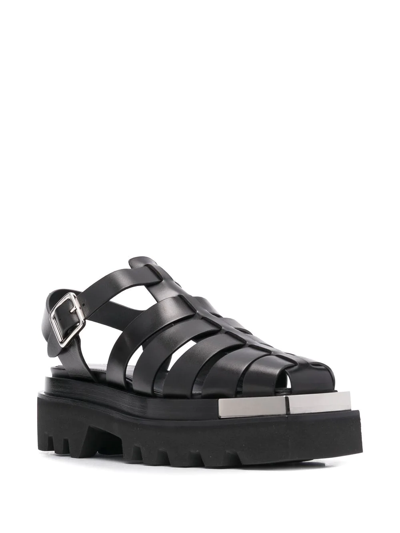 Shop Peter Do Caged Leather Sandals In Schwarz