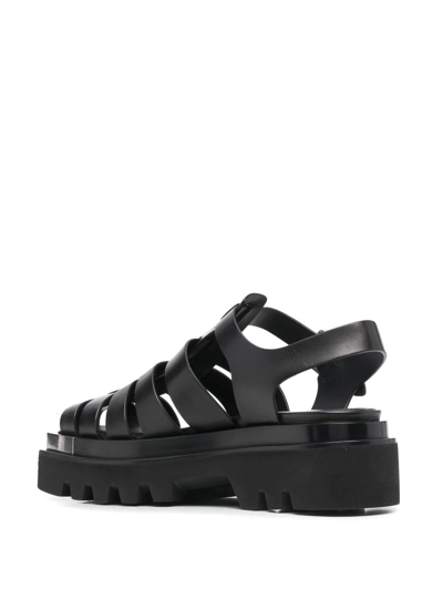 Shop Peter Do Caged Leather Sandals In Schwarz