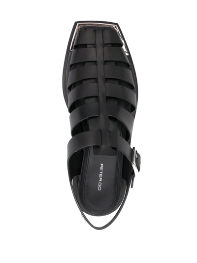 Shop Peter Do Caged Leather Sandals In Schwarz