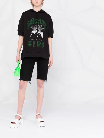 Raf Simons Graphic-print Detachable-sleeve Hoodie In Black