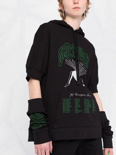 Raf Simons Graphic-print Detachable-sleeve Hoodie In Black
