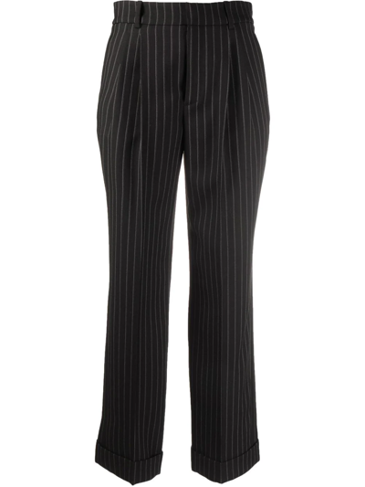 Shop Saint Laurent High Waist Wide-leg Trousers In Black