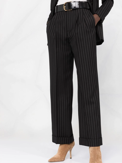 Shop Saint Laurent High Waist Wide-leg Trousers In Black