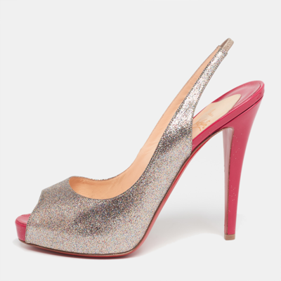 Pre-owned Christian Louboutin Multicolor Glitter No Prive Slingback Pumps Size 40.5