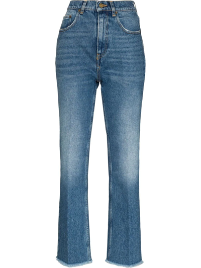 Shop Golden Goose Faded Cropped Jeans In Blau