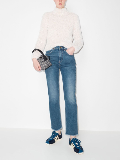 Shop Golden Goose Faded Cropped Jeans In Blau
